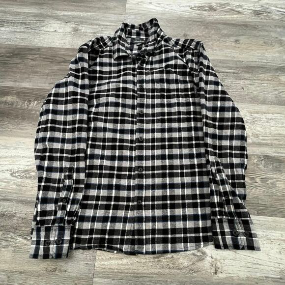 Eddie Bauer Gray‎ Blue Tartan Plaid Mens XL Long Sleeve Button Up Flannel Shirt - Picture 1 of 10
